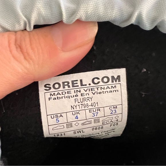 Sorel FLURRY Waterproof Floral Snow Boots Womens Size 5 Blue Gray Rain - Picture 6 of 7